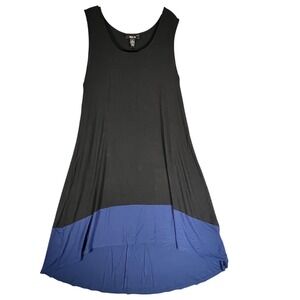 Style & Co XL Sleeveless High Low Midi Dress Women Black Blue Comfort Stretch